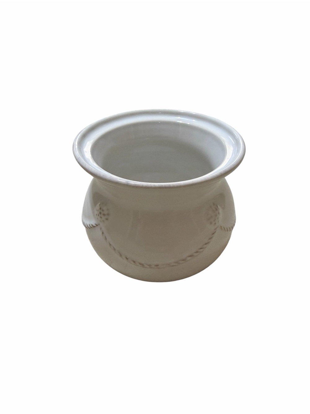 Juliska Berry & Thread Sugar Bowl 4.5" H Whitewash Ceramic Rope Detail - No Lid